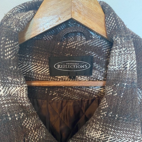 NORTHERN Reflections Jacket Wool Tweed Coat Brown Neutral Warm Button Up Large - Picture 5 of 15